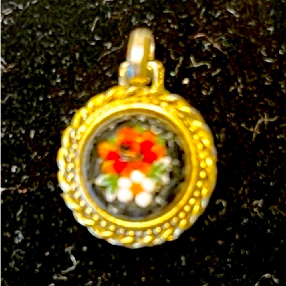 Micro Mosaic Italian Floral Pendant